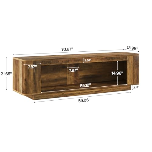 Farmhouse TV Stand with LED Light Strip, view 3