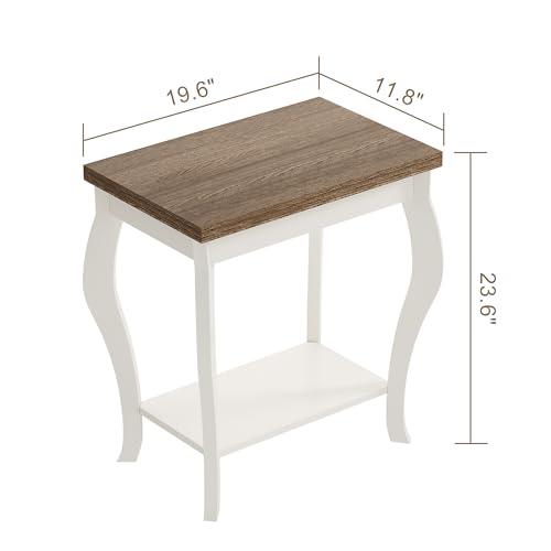 End Tables Living Room, Side Tables Living Room with Curved Legs and Storage Shelf, Small End Tables for Small Spaces, Soft White