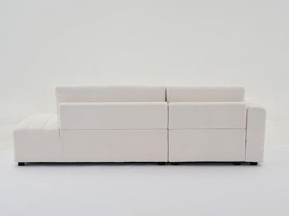 Plush L Shaped Tufted Corner Sofa with Decorative Pillows