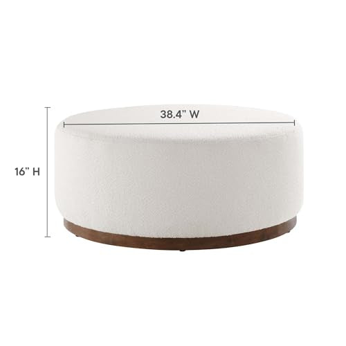 Large 38" Round Boucle Upholstered Upholstered Ottoman