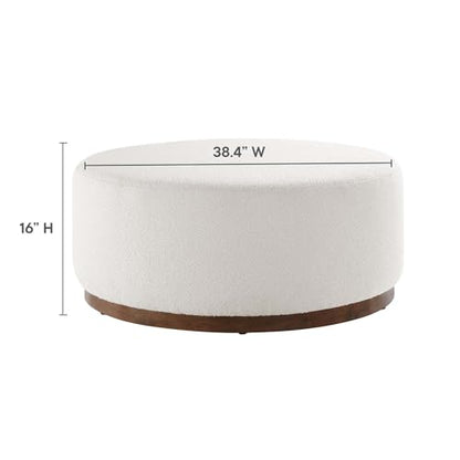 Large 38" Round Boucle Upholstered Upholstered Ottoman