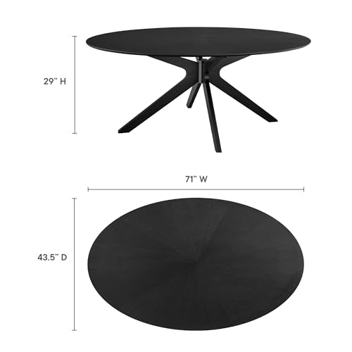 Crossroads 71Inch Oval Dining Table Solid Wood Black Finish Modern Kitchen Room Entertaining Home Furniture Quality Stylish Elegant Durable Refined Versatile