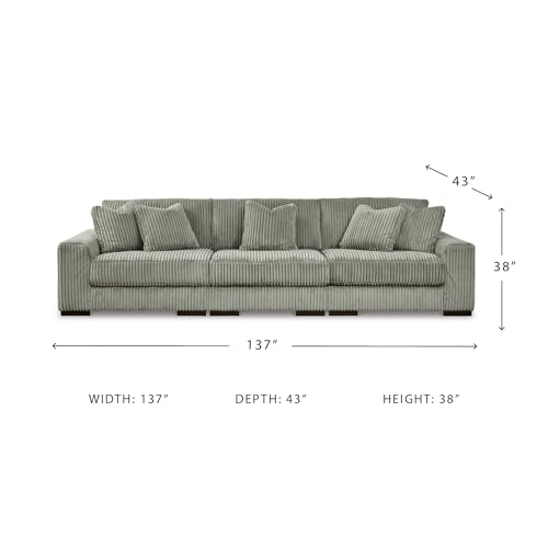 Signature Design by Ashley Lindyn Casual Contemporary 3-Piece Sectional Sofa with Reversible Cushions, Corded Fabric, Feather Cushion, Gray