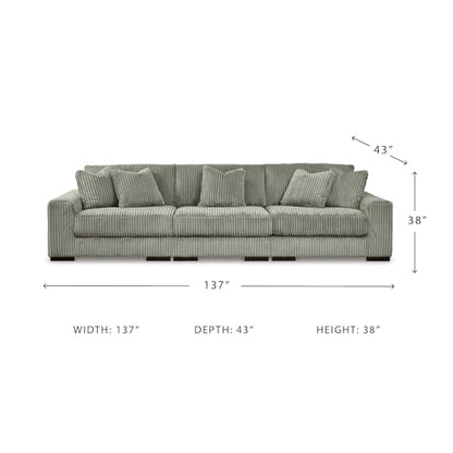 Signature Design by Ashley Lindyn Casual Contemporary 3-Piece Sectional Sofa with Reversible Cushions, Corded Fabric, Feather Cushion, Gray