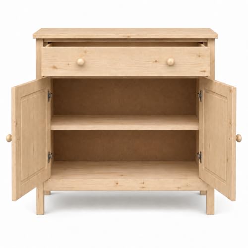 44" Wide Solid Pine Shaker Sideboard Buffet Cabinet — 2 Doors with Adjustable, view 6