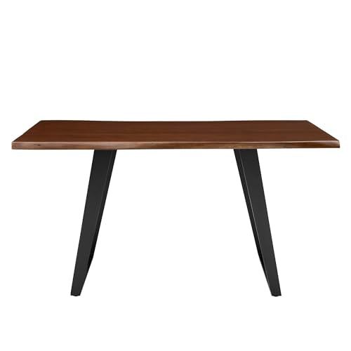 Astound Dining Table 60 Inch Live Edge Acacia Wood Black Walnut Finish Modern Kitchen Room Entertaining Home Furniture Quality Stylish Elegant Durable Refined