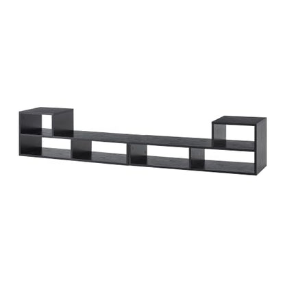 Modular TV Stand with Open Storage, Adjustable Media Console, Black, view 6
