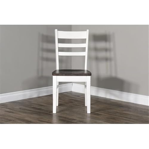 Sunny Designs Carriage House 18" Ladderback Chair in White/Dark Brown (Set of 2)
