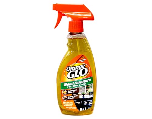 Orange Glo Wood Furniture 2-in-1 Clean & Polish Spray, Fresh Orange Scent, Real Valencia Orange Oil, 16 fl oz (Pack of 3)