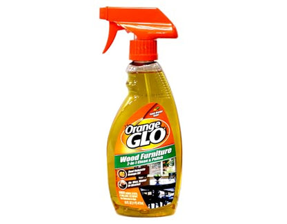 Orange Glo Wood Furniture 2-in-1 Clean & Polish Spray, Fresh Orange Scent, Real Valencia Orange Oil, 16 fl oz (Pack of 3)