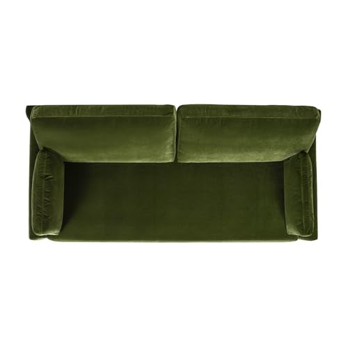 Jennifer Taylor Home Pasadena 75.5" Modern Living Room Farmhouse Performance Velvet Compact Sofa Couch for Small Spaces and Apartments in Olive Green