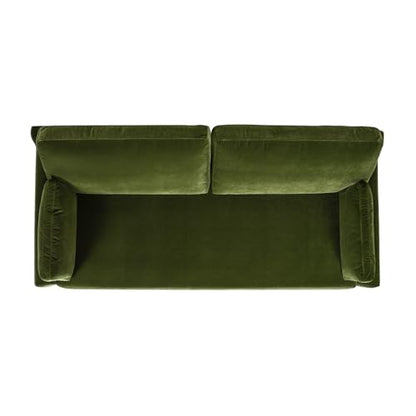 Jennifer Taylor Home Pasadena 75.5" Modern Living Room Farmhouse Performance Velvet Compact Sofa Couch for Small Spaces and Apartments in Olive Green