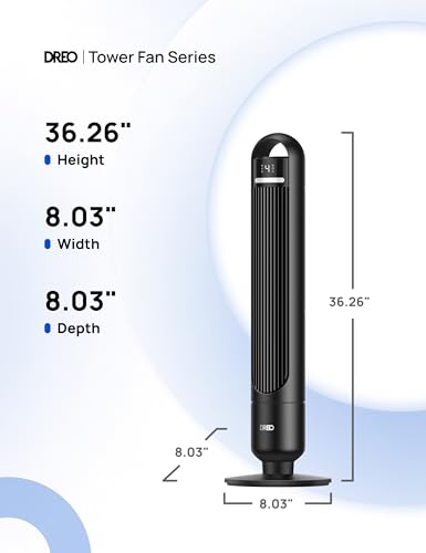 DREO Tower Fan for Bedroom, 26ft/s Velocity, 90° Oscillating, 8H Timer, view 3