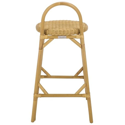 SAFAVIEH Furniture - Yulia 28-Inch Bar Stool - Natural Rattan - Woven Seat with Solid Frame - Ideal for Kitchen, Dining Room, Bar Seating (BST9908A)