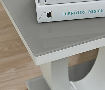 Giovani Modern Grey or Black White Halo High Gloss Glass Side End Table for Living Room (Grey)