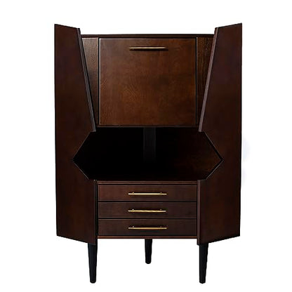 Larson Corner Storage Bar Cabinet, brown.