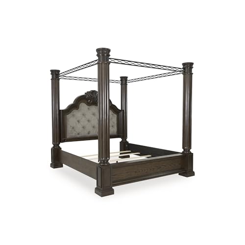 Dark Brown Wood Maylee King Canopy Bed Frame, view 2
