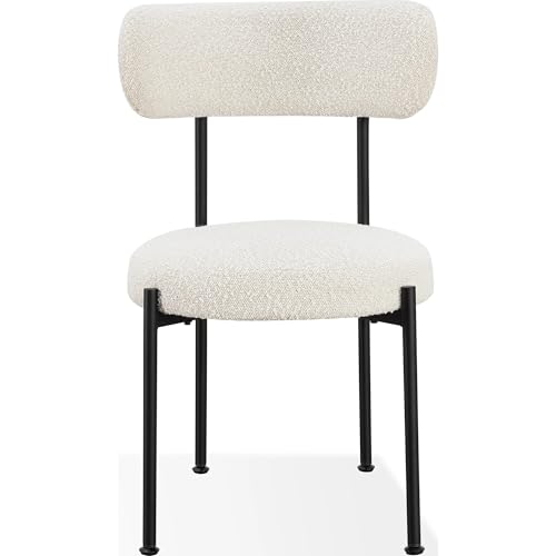 Metal Dining Chair with Straight Leg, Aere - Ivory, Set of 2