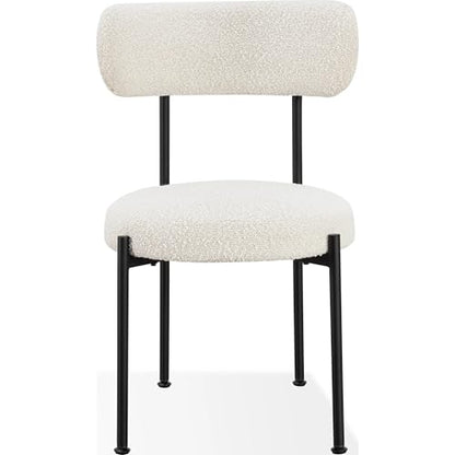 Metal Dining Chair with Straight Leg, Aere - Ivory, Set of 2