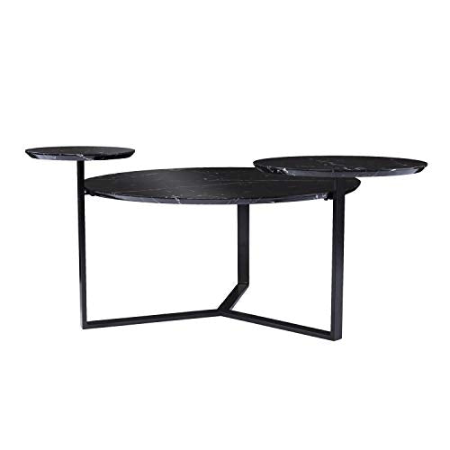 Saxelby Faux Marble Cocktail Table - Transitional Design, Black Iron and Wood - Ideal for Living Room, Family Room (CK1125100)