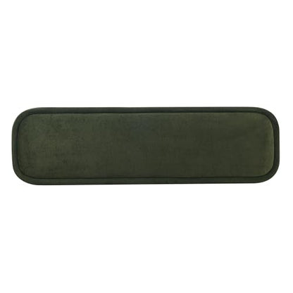 60.04" Green Upholstered Dining Bench with Walnut-Finished Rubberwood Legs – Fabric Seating Bench for Kitchen, Dining Room, Living Space, Supports 250 lbs