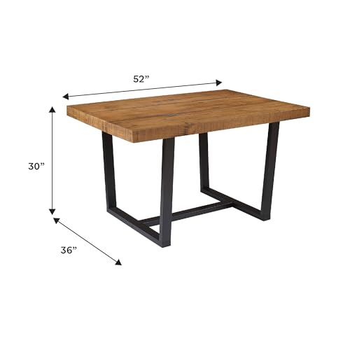 Durango Distressed Solid Wood Dining Table, 52 Inch, Rustic Oak