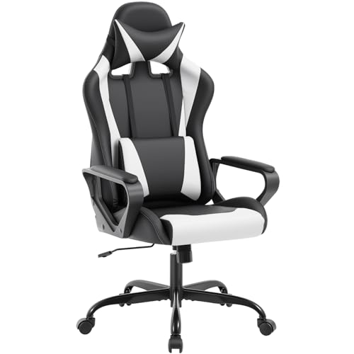 Ergonomic Gaming Chair for Adults, Video Game Chair, White, view 2