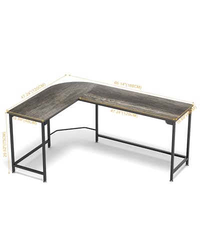 Modern L Shaped Gaming Desk 66'' Corner Computer Desk for Home Office Gaming Table Study Writing Workstation for Small Space, Easy to Assemble