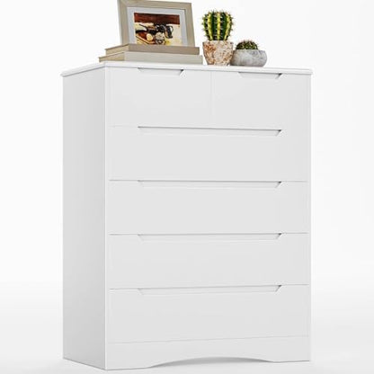 Tall 6 Drawer Dresser, White Bedroom Chest of Drawers Cabinet, view 4