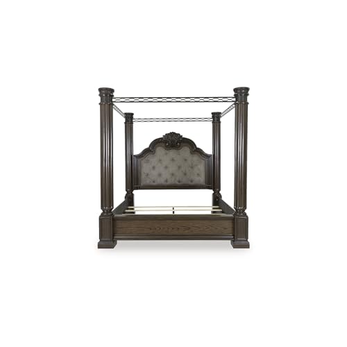 Dark Brown Maylee Queen Canopy Bed Frame, view 4