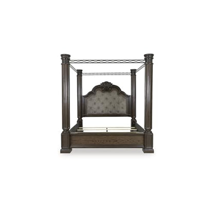 Dark Brown Maylee Queen Canopy Bed Frame, view 4