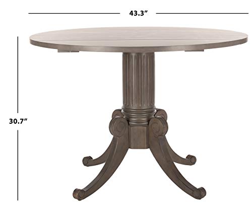 SAFAVIEH Furniture - Forest Drop Leaf Dining Table - Grey Wash - Solid Wood - Farmhouse Drop Leaf Design - Seats 4 - Ideal for Dining Room, Kitchen, 43.3"W x 43.3"D Open (DTB1000C)