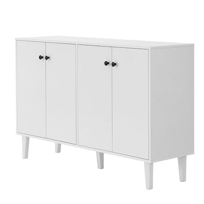 Sideboard Buffet Cabinet Kitchen Storage Cabinet Living Room 4 Doors Console Table (White)
