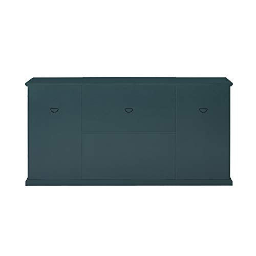Modern Wood Glass Door Buffet Sideboard Living Room Entryway Serving Storage Cabinet Doors Dining Room Console, 60 Inch, Dark Teal