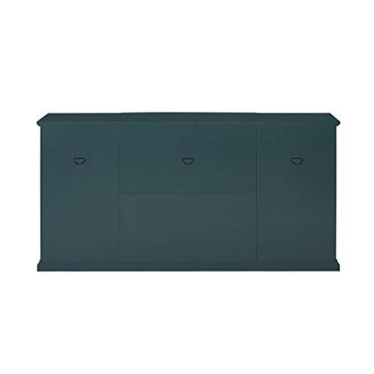 Modern Wood Glass Door Buffet Sideboard Living Room Entryway Serving Storage Cabinet Doors Dining Room Console, 60 Inch, Dark Teal