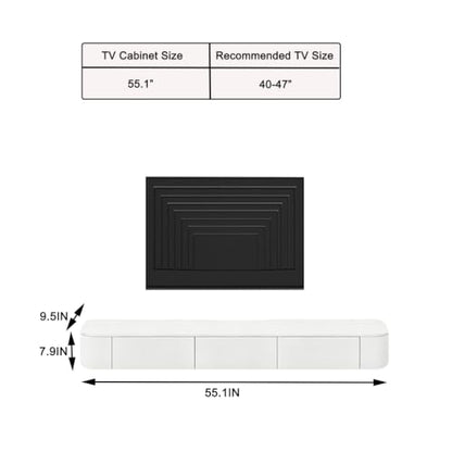 Fully Assembled 55.1" Floating TV Stand, Rounded Corners Wall Mounted Shelf, view 2