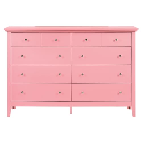 Furniture 10 Drawer Pink Dresser - Bedroom Storage - 39" x 18" x 58", view 2
