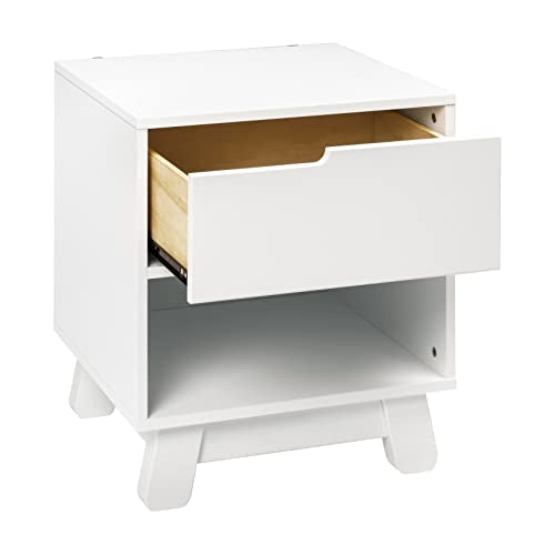 Babyletto Hudson Nightstand with USB Port in White, 1 Drawer and Storage Cubby