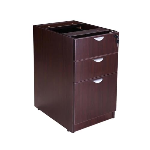 L-Shaped Office Desk with Pedestal, Engineered Wood, Mocha Finish, view 5