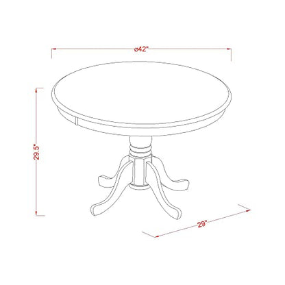HBT-ABK-TP Hartland Kitchen Table - a Round Dining Table Top with Pedestal Base, 42x42 Inch, Wirebrushed Black