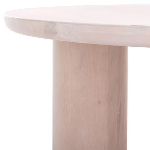 SAFAVIEH Furniture - Mork 3-Leg Round Coffee Table - White Washed - Solid Wood - Modern Tripod Design - Ideal for Living Room, Family Room, Lounge, 40" W x 40" D x 18" H (COF6604C)