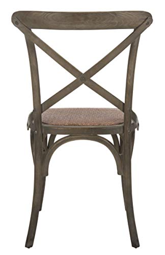 SAFAVIEH Furniture - Franklin X-Back Side Chair Set of 2 - 18.1" Seat Height - Weathered Grey - Rattan - Farmhouse X-Back Design - Ideal for Dining Room, Kitchen - Fully Assembled (AMH9500D-SET2)