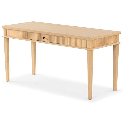 SAFAVIEH Couture Collection Shelbie Oak Brown & Black 1-Drawer Reeded Computer Table Office Writing Desk