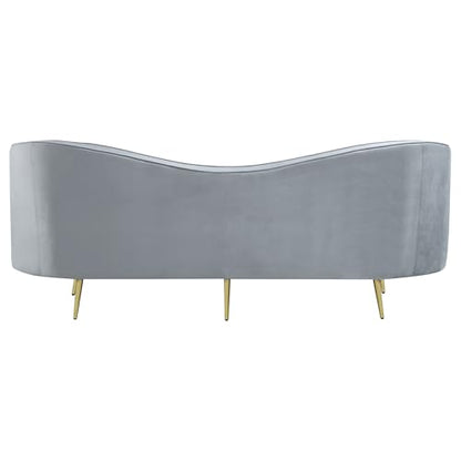 Coaster Home Furnishings - Sophia - 3-Piece Velvet Upholstered Sofa Set with Channel Tufting and Inverted Camel Back - Contemporary - Living Room - Gray - 506864-S3