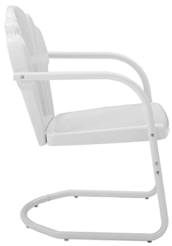 Tulip 2-Piece Outdoor Chair Set, Retro Metal Patio Chairs for Dining, Porch, Deck, Balcony, White Satin
