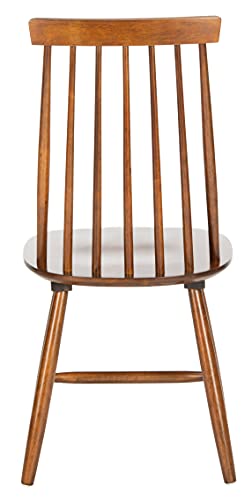 SAFAVIEH Home Collection Priam Farmhouse Walnut Brown Spindle Back Living Room Accent Dining Chair