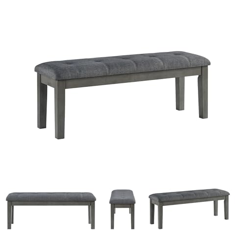 Signature Design by Ashley Hallanden Collection 50" Cushioned Dining Bench, Textural Fabric with Solid Wood Legs, Contemporary Two-Tone Gray Finish for Kitchens and Dining Rooms