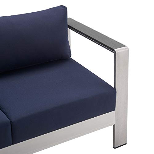Shore Aluminum 3 Piece Outdoor Patio Furniture Set | Sturdy Anodized Frames | Sunbrella Cushions | Coffee Table, Loveseat, Sofa