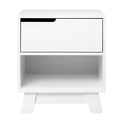 Babyletto Hudson Nightstand with USB Port in White, 1 Drawer and Storage Cubby