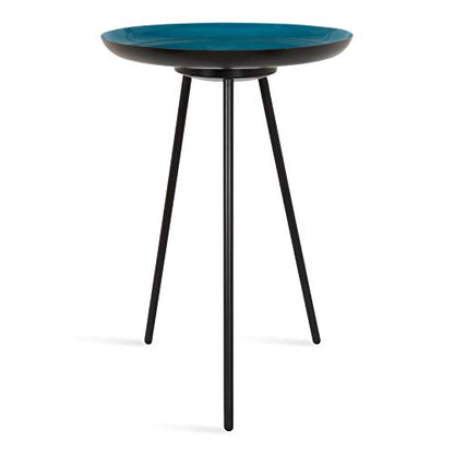Laranya Modern Side Table, 15" x 15" x 22.5", Teal and Black, Chic Minimalist End Table